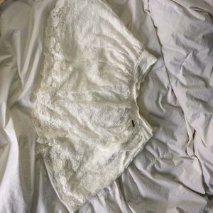 Floral white mini skirt